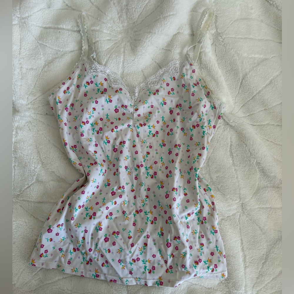 Floral Print Lace Cami Top